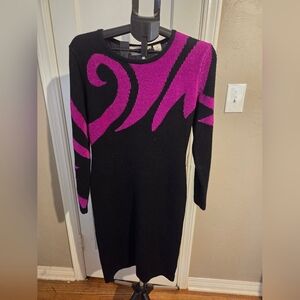 Vintage John Richard Sweater Dress Black/Pink Dress